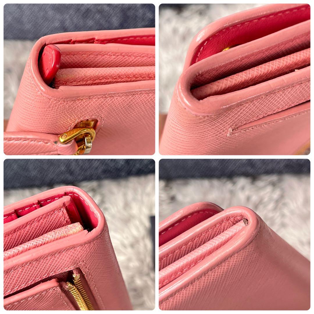 美品✨PRADA サフィアーノ　リボン　メタルロゴ　カードケース付　長財布