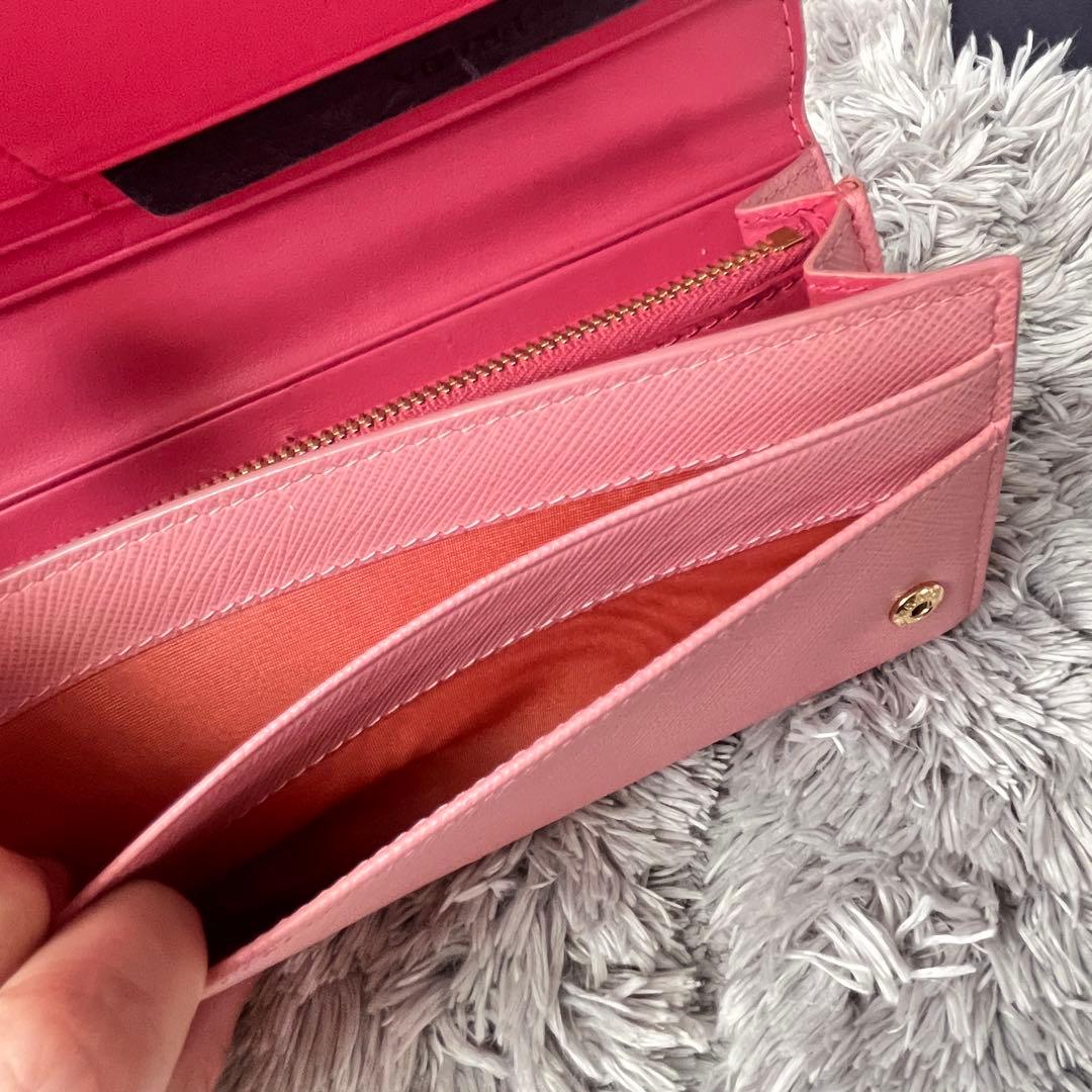 美品✨PRADA サフィアーノ　リボン　メタルロゴ　カードケース付　長財布