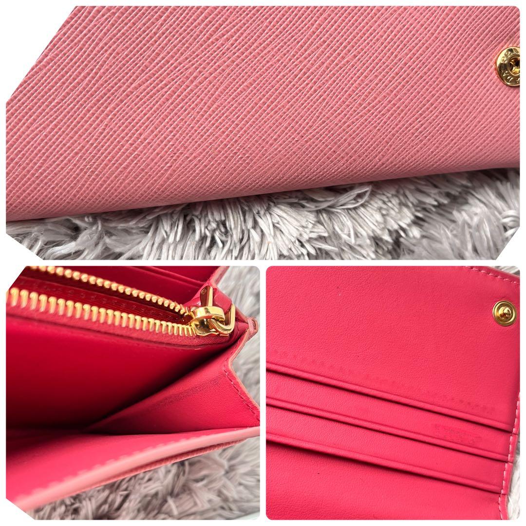 美品✨PRADA サフィアーノ　リボン　メタルロゴ　カードケース付　長財布