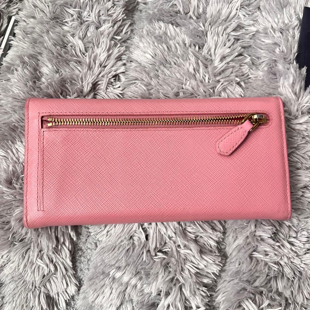 美品✨PRADA サフィアーノ　リボン　メタルロゴ　カードケース付　長財布