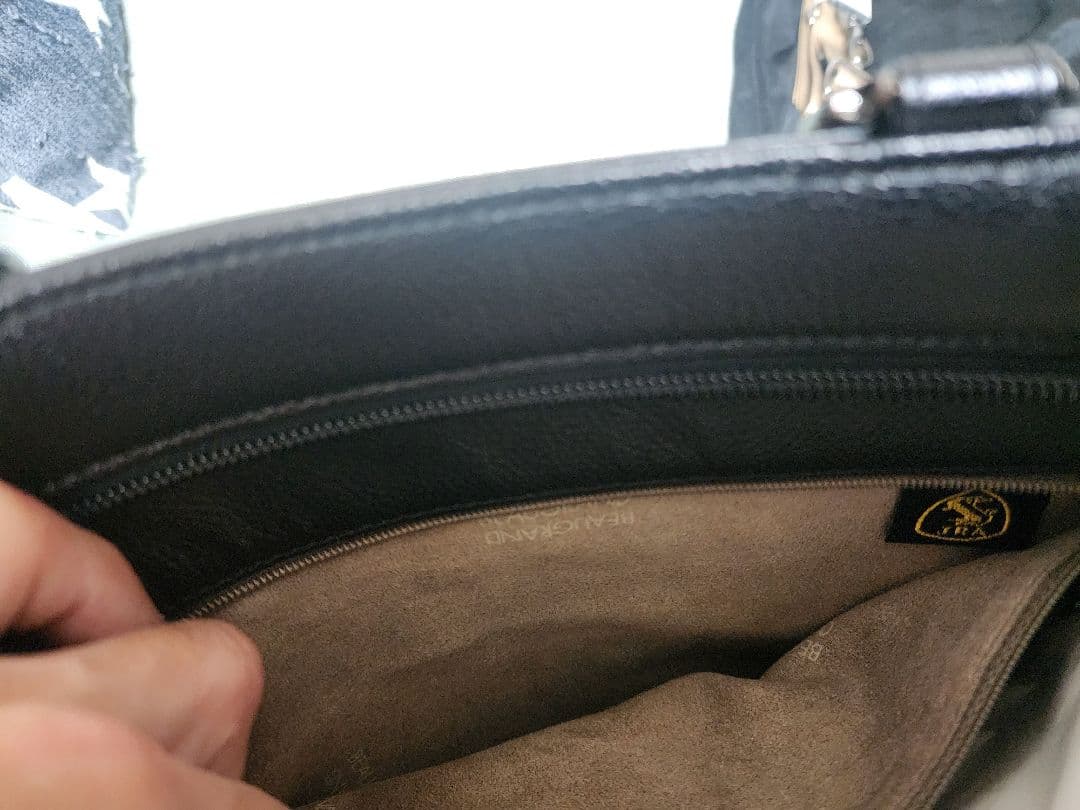 BEAUGRAND ボーグラン クロコダイルトートバッグ ブラック オフホワイト