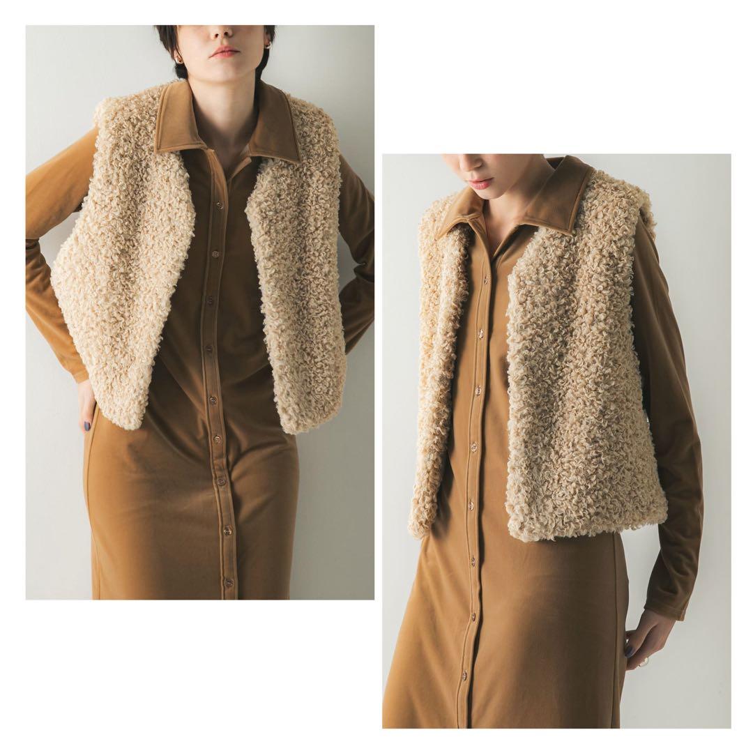 25AW現行 アーバンリサーチ ECOPEL カーリーファーベスト アイボリー