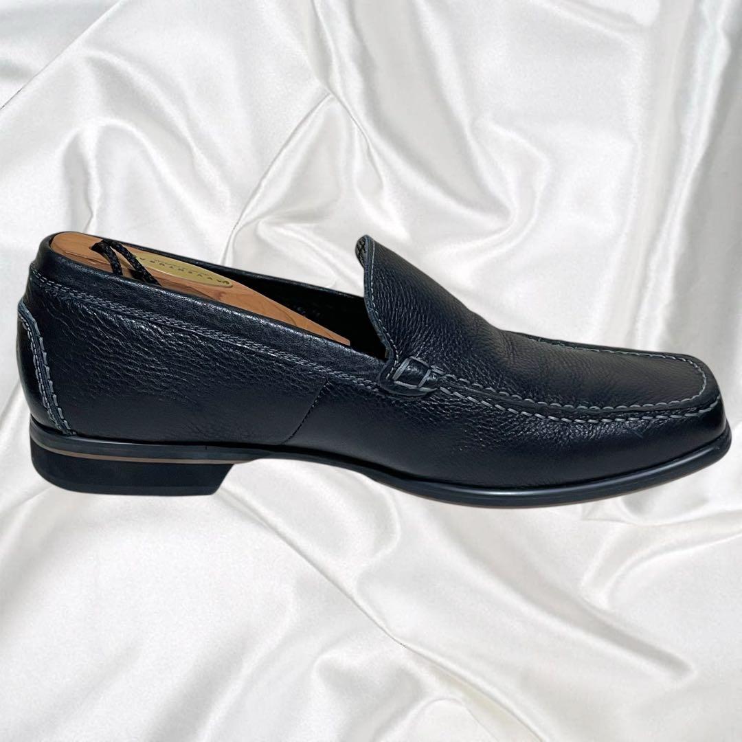 【NEGRONI】美品ネグローニ シボ革 スリッポン ドレスシューズ ローファー