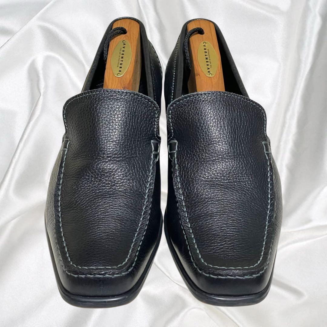【NEGRONI】美品ネグローニ シボ革 スリッポン ドレスシューズ ローファー