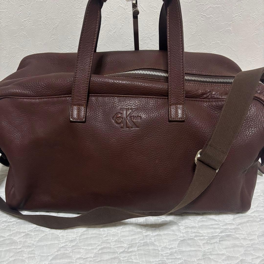 【希少】  型押しロゴ レザー ボストンバッグ 2way