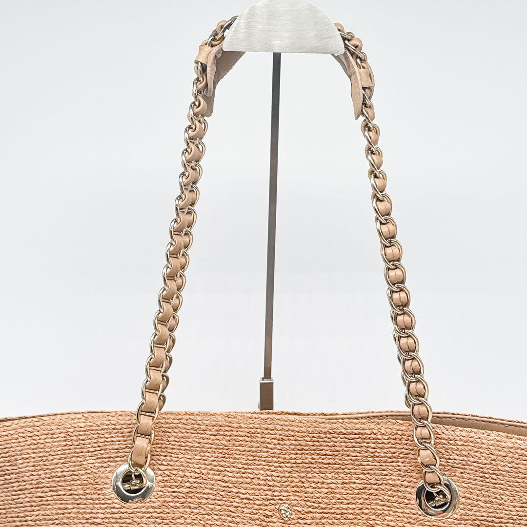 美品✨ ヘレンカミンスキー ラフィア　かごバッグ　チェーンショルダー レザー