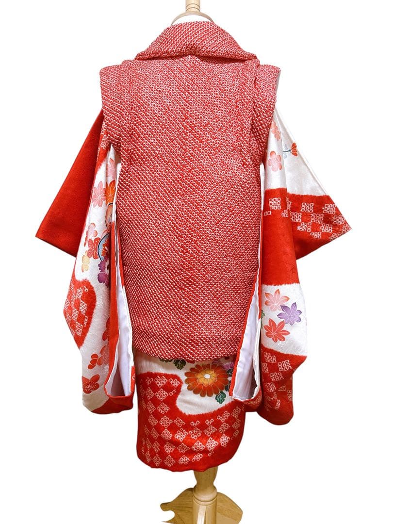 人気の総絞り被布フルセット♡女の子　3歳　女の子　一式　赤系