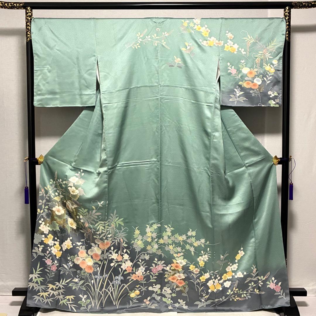 D30 訪問着 豪華花模様 一つ紋 正絹 着物 袷 極美品