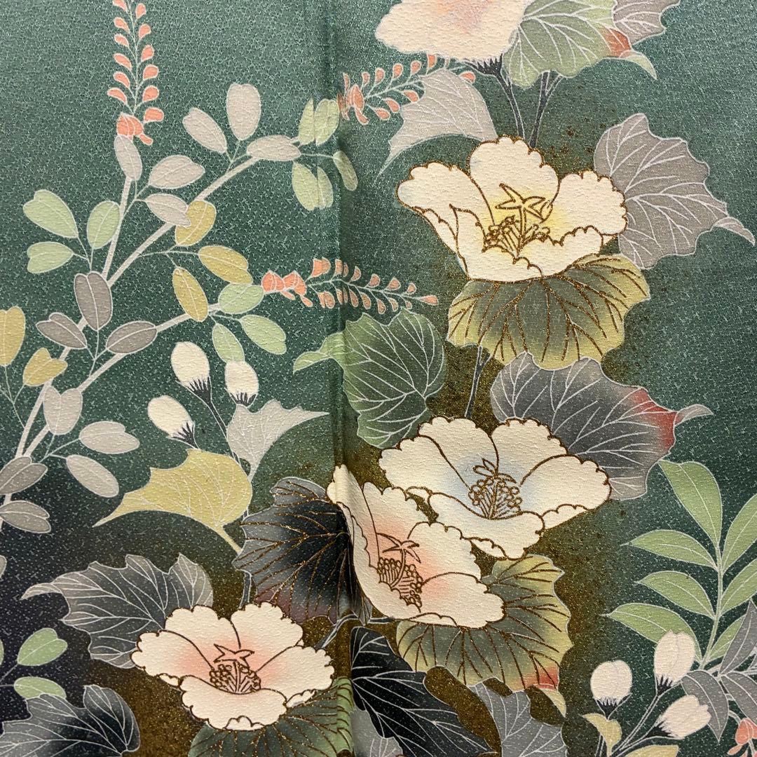 D30 訪問着 豪華花模様 一つ紋 正絹 着物 袷 極美品