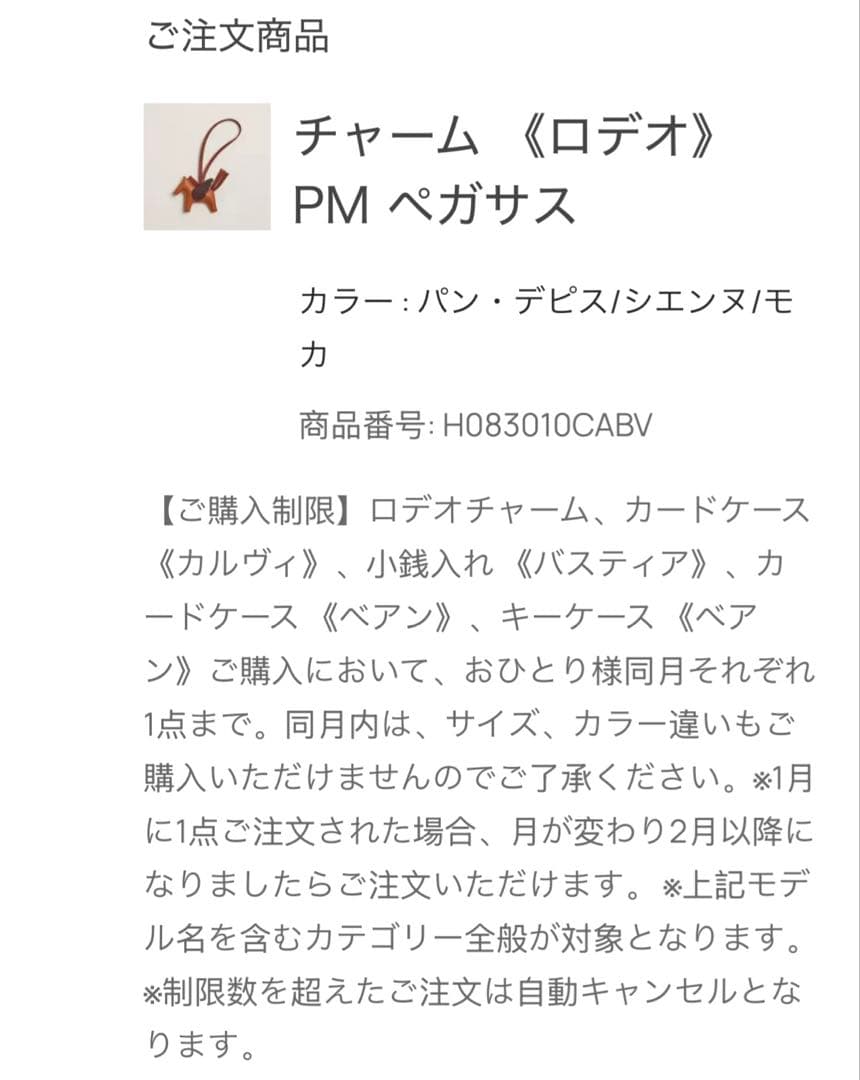 お値下げ⭐︎2025新品未使用⭐︎エルメス　ペガサスチャームPM