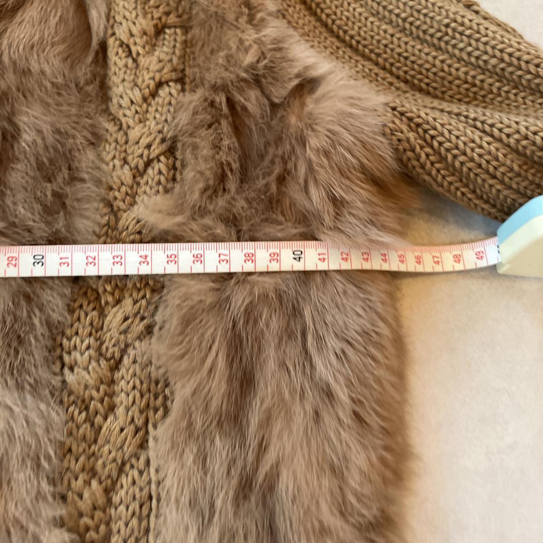 KENZO ニットファー異素材ミックスコート　ブラウン　Lサイズ