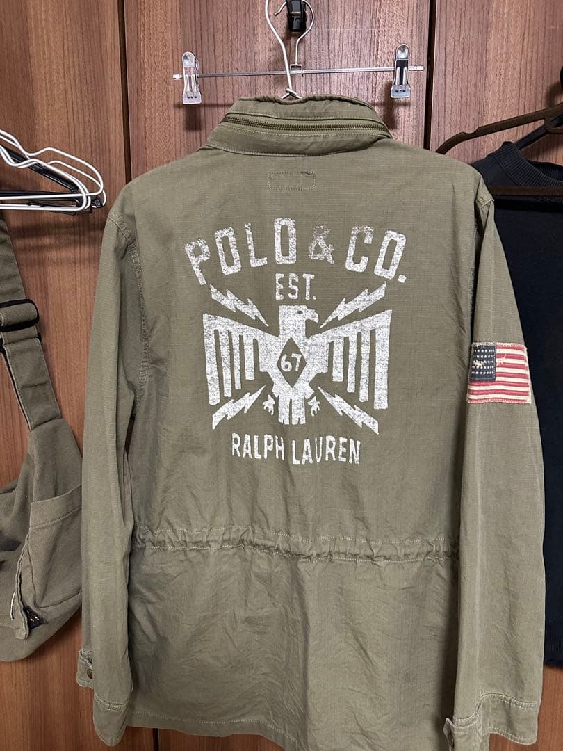 【希少】ポロ ラルフローレン ミリタリージャケット 背面ビッグプリント
