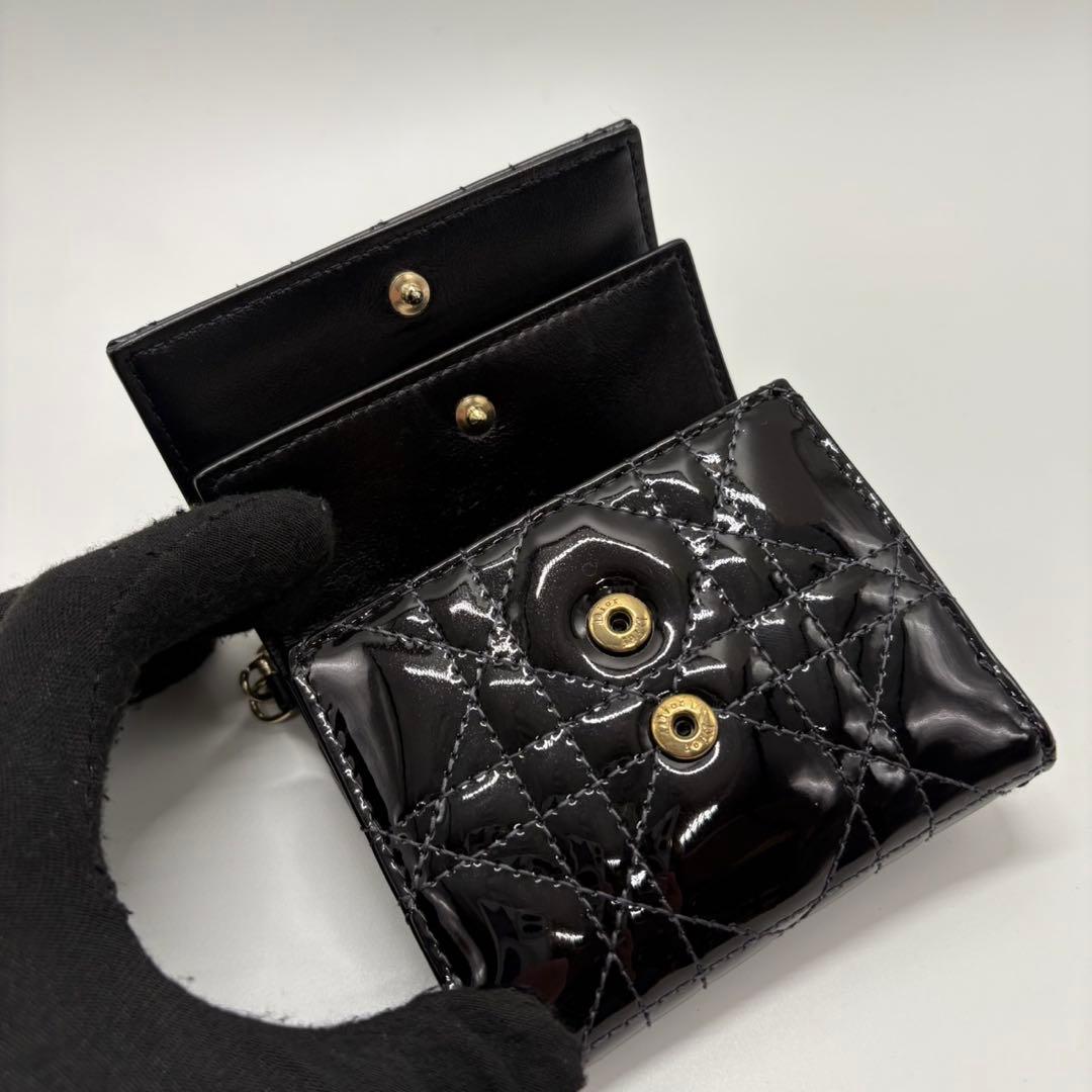 DIOR☆レディ ディオール☆エナメル☆ロータスウォレット☆カナージュ☆財布