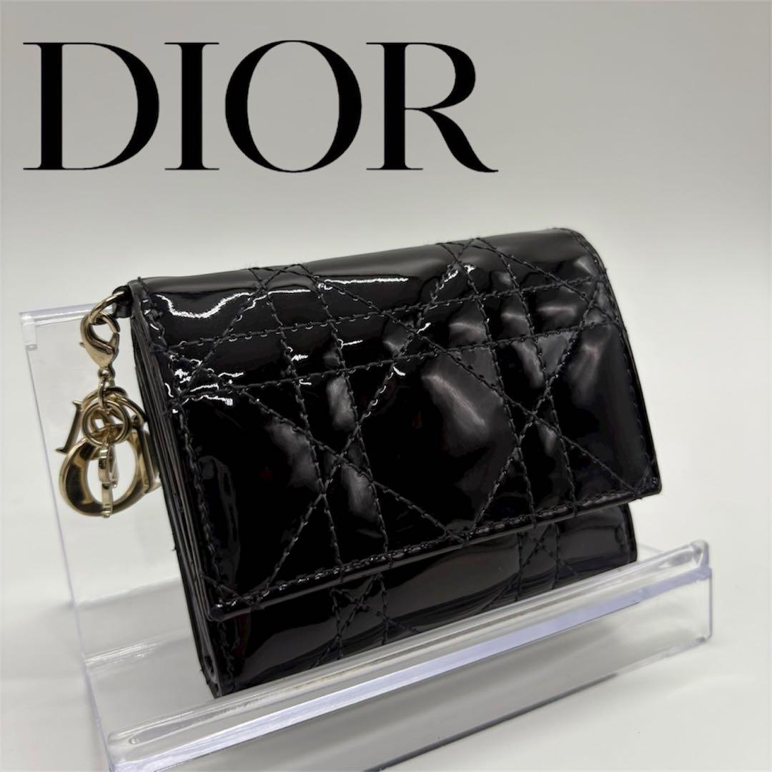 DIOR☆レディ ディオール☆エナメル☆ロータスウォレット☆カナージュ☆財布