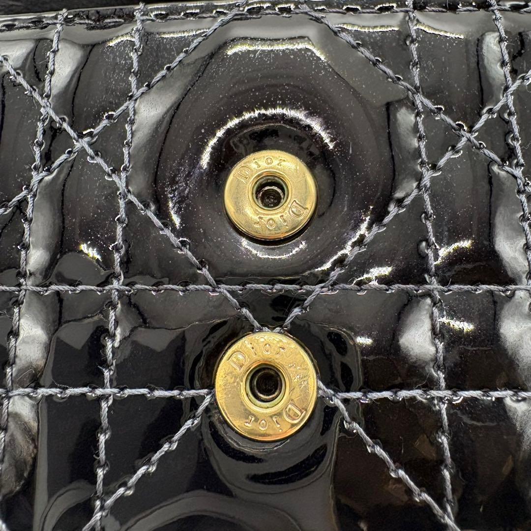 DIOR☆レディ ディオール☆エナメル☆ロータスウォレット☆カナージュ☆財布