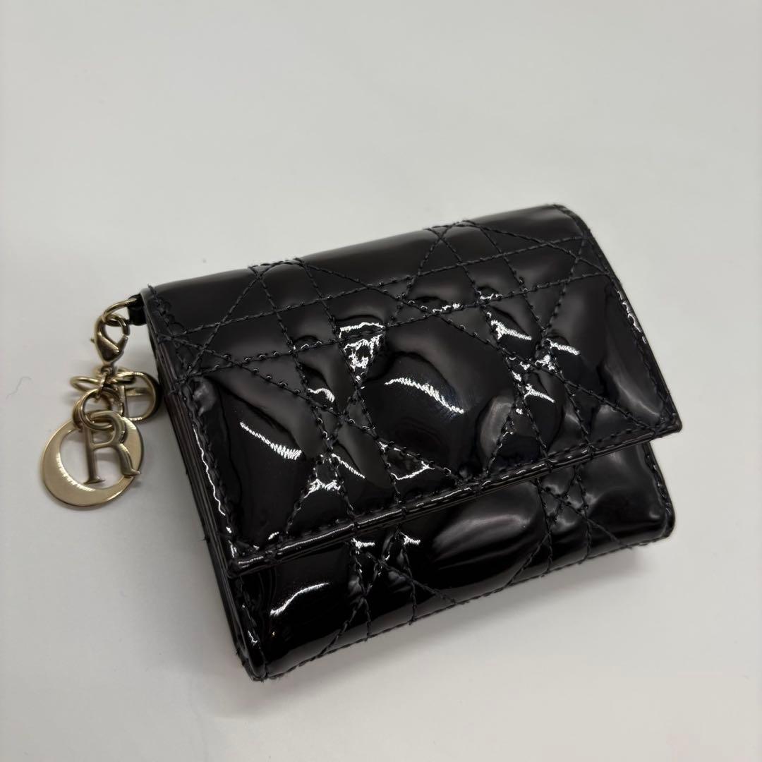 DIOR☆レディ ディオール☆エナメル☆ロータスウォレット☆カナージュ☆財布