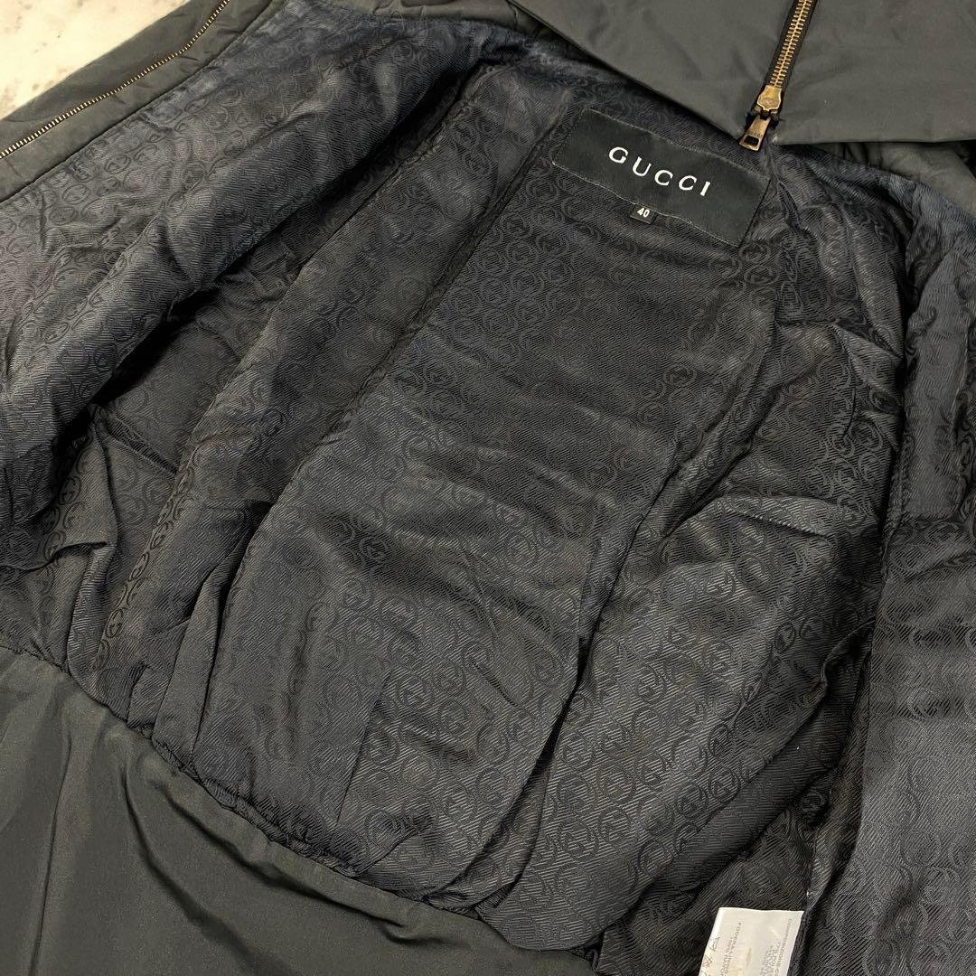 裏地GG◎GUCCI グッチ　ダウンベスト　金ボタン　フード　ジップアップ