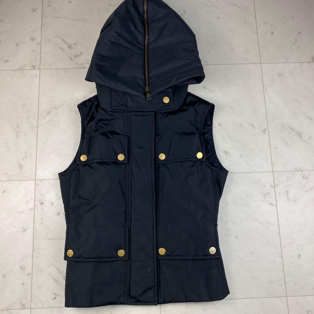 裏地GG◎GUCCI グッチ　ダウンベスト　金ボタン　フード　ジップアップ