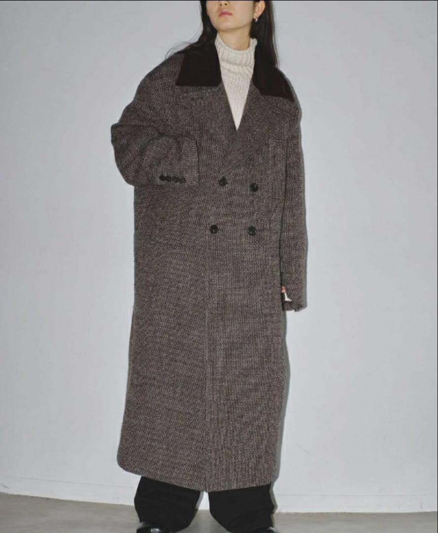 TODAYFUL ダブルカラーツイードコート