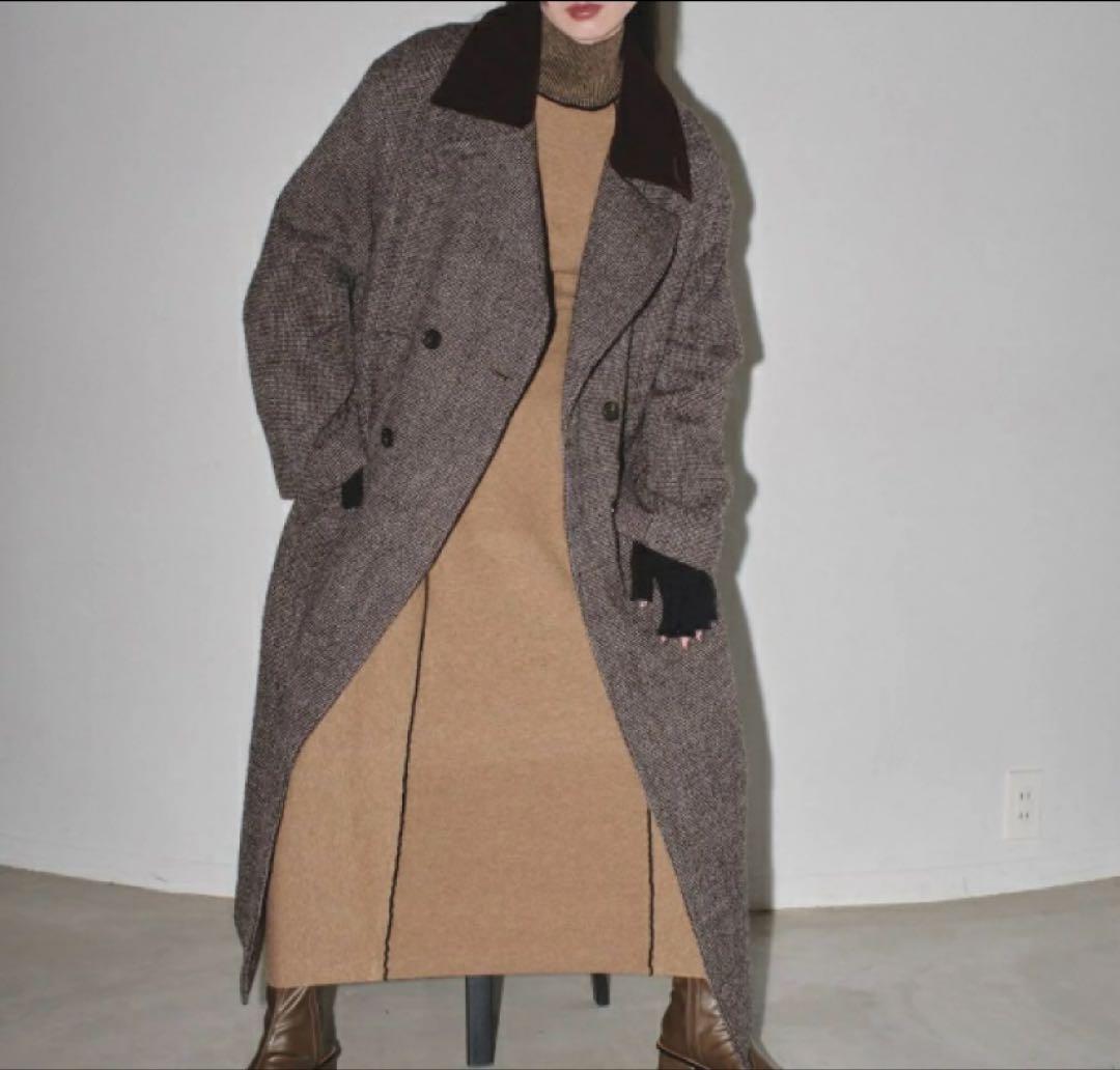 TODAYFUL ダブルカラーツイードコート