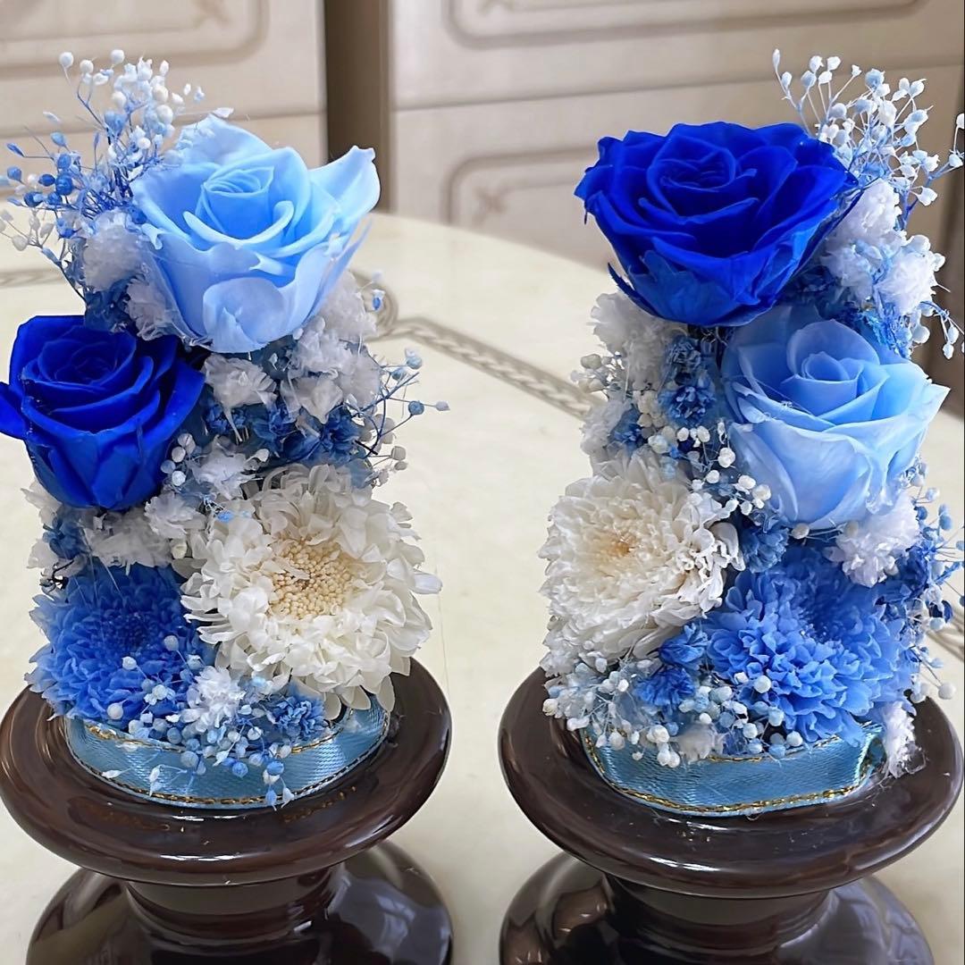 高級感のある茶色陶器ガラスドーム仏花（2ケース9800円）（1ケースは5000円