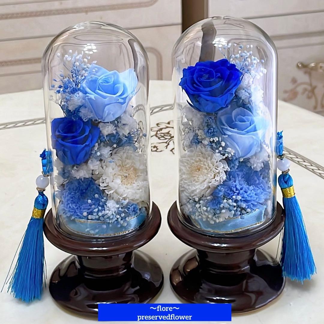 高級感のある茶色陶器ガラスドーム仏花（2ケース9800円）（1ケースは5000円