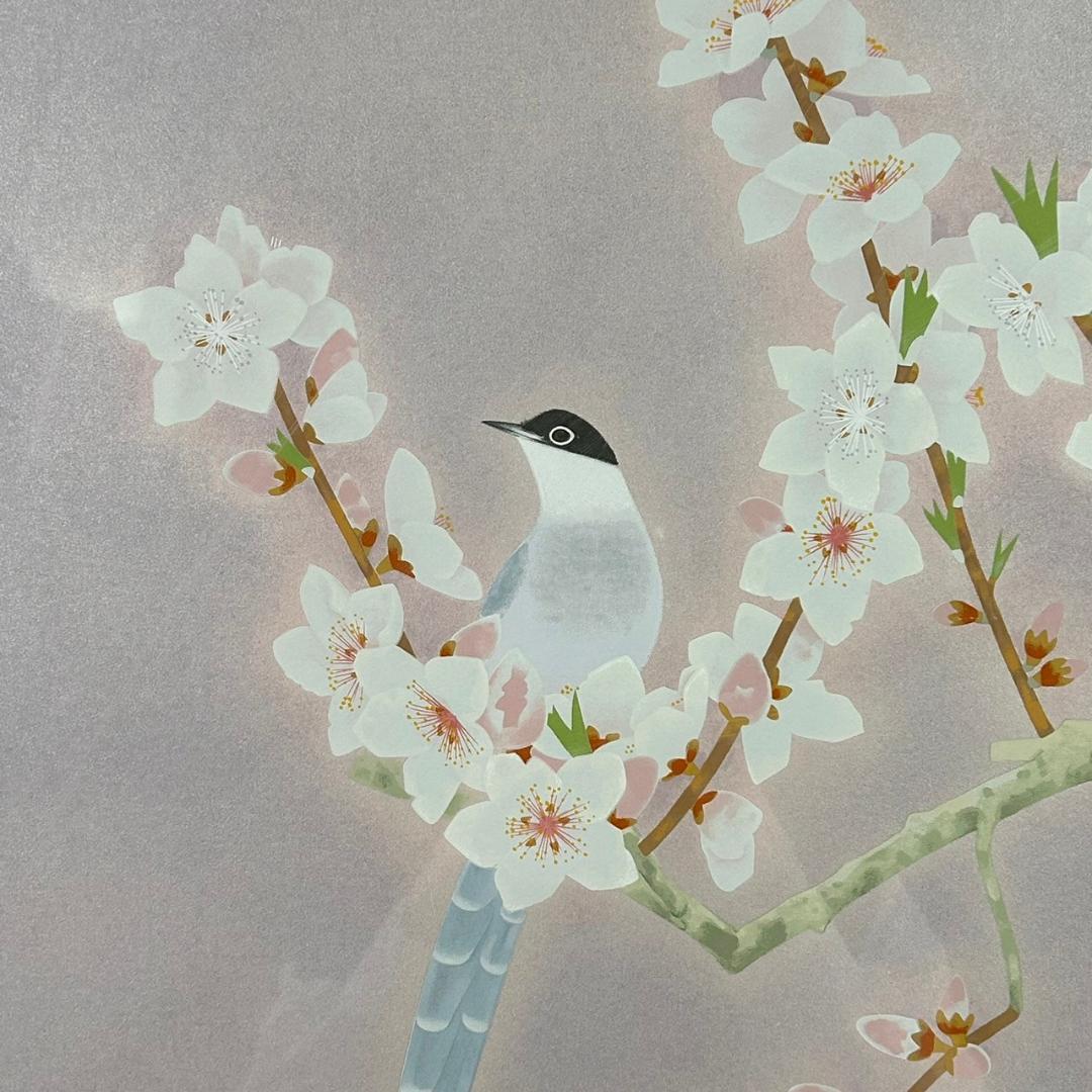 上村松篁「桃花」シルクスクリーン 白寿記念作品 直筆サイン・落款入 証明シール有