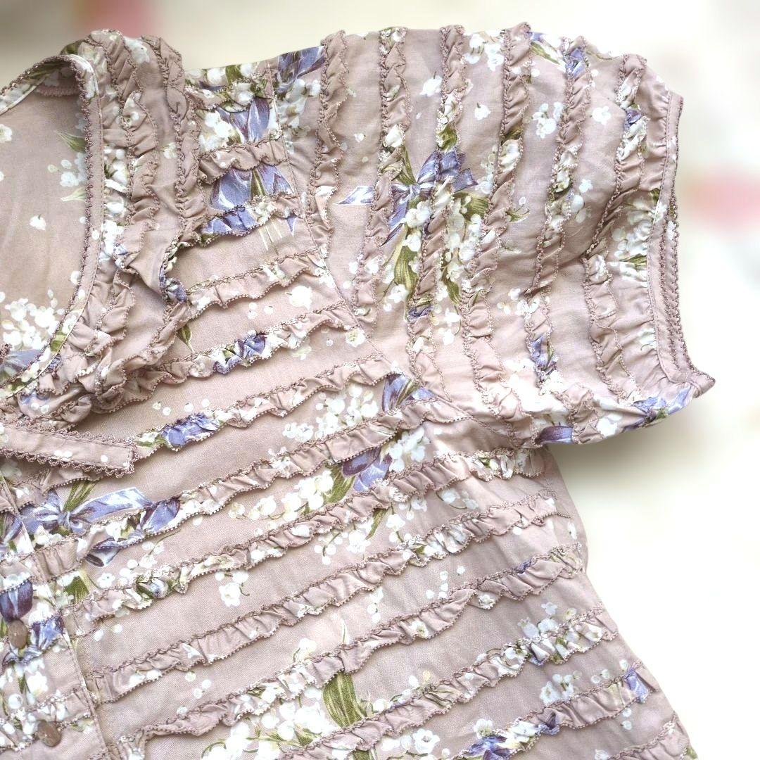 ピンクハウス♥スズランリボンブーケ柄段々ワンピース