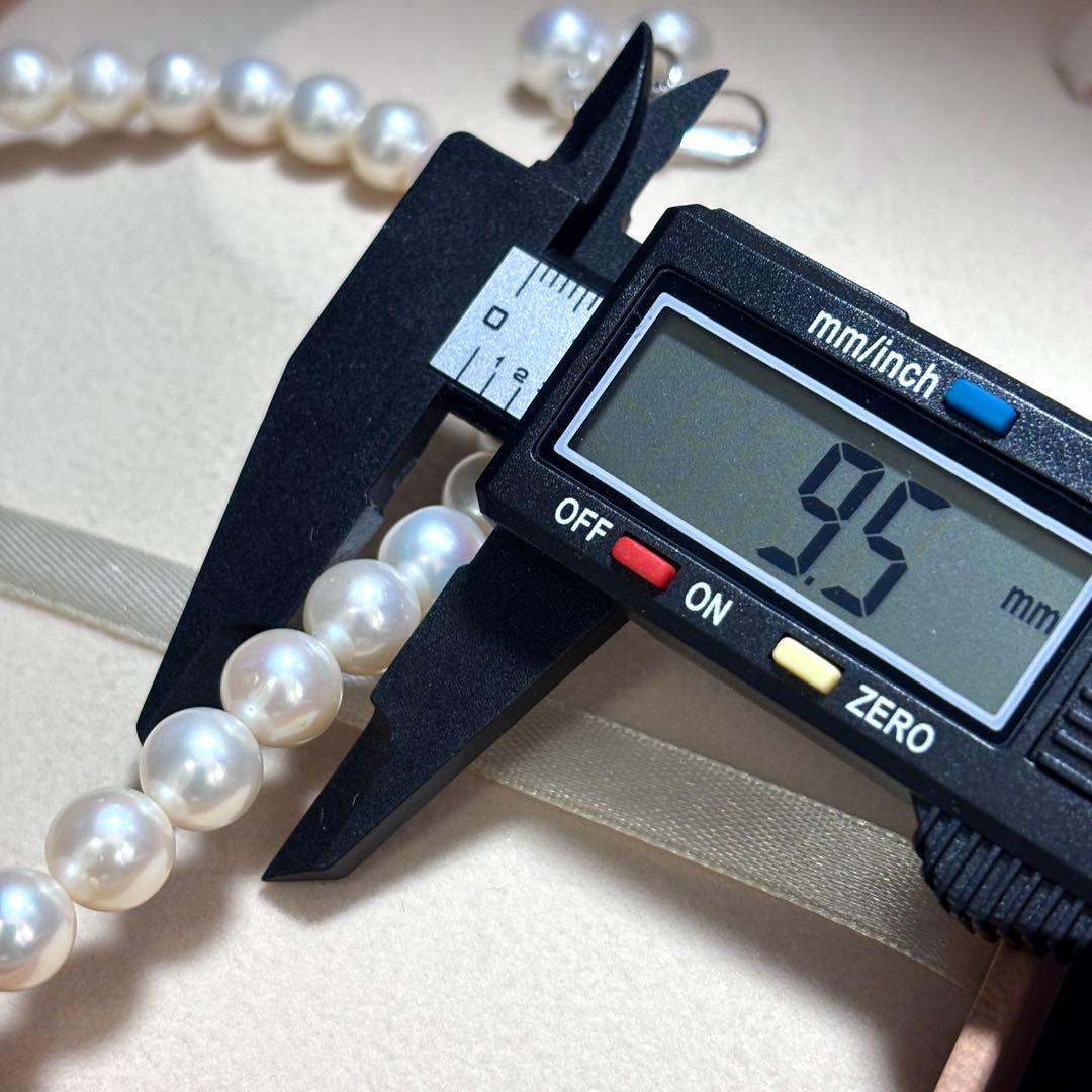 大珠✨テリ強 パール　ネックレス　ホワイト　イヤリング 8.5-9.5 本真珠