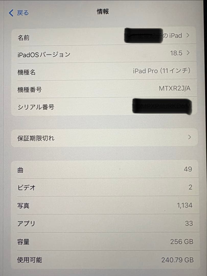 iPadPro11 第一世代 256GB wifiモデル