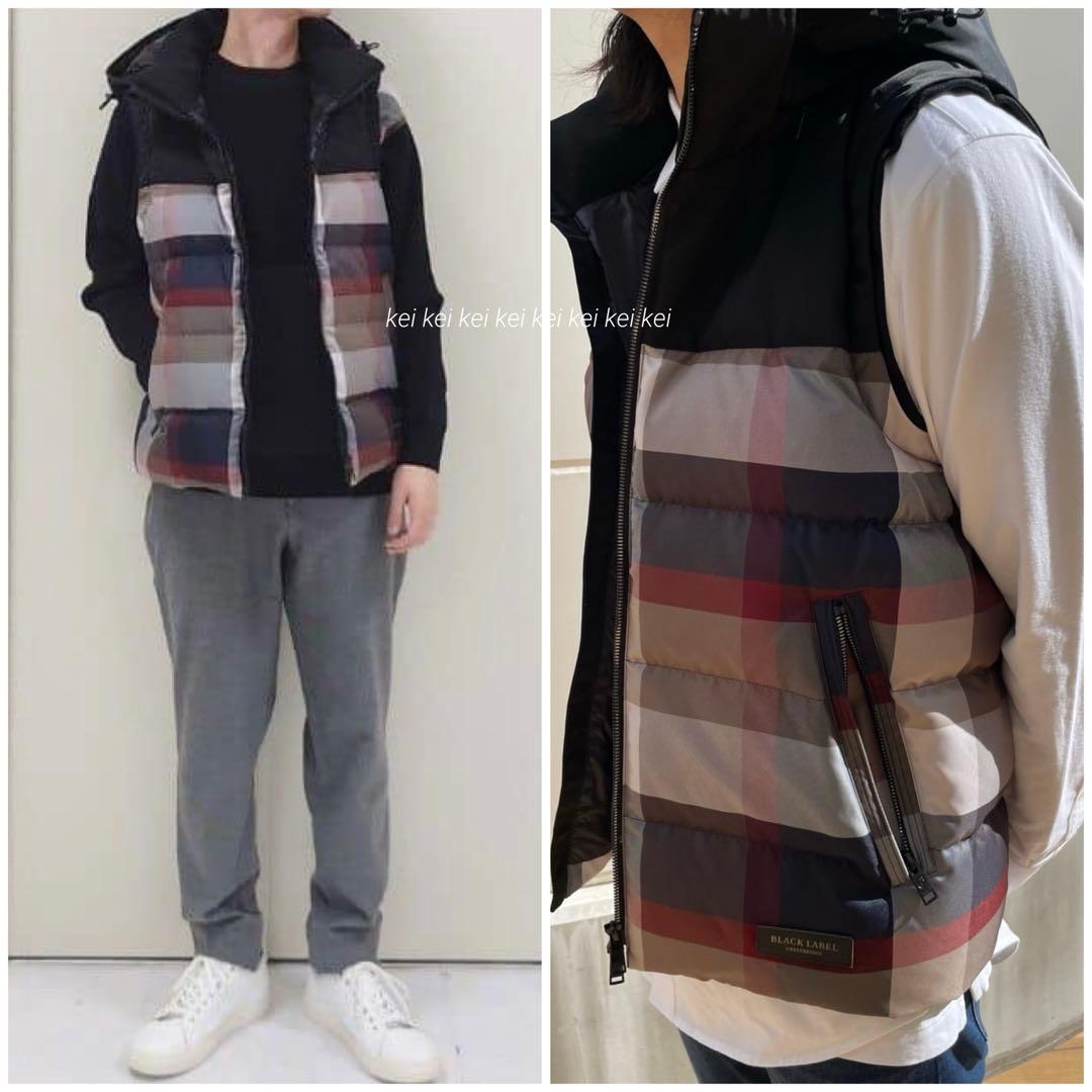 【新品】ブラックレーベル　クレストブリッジチェックコンビダウンベスト サイズLL