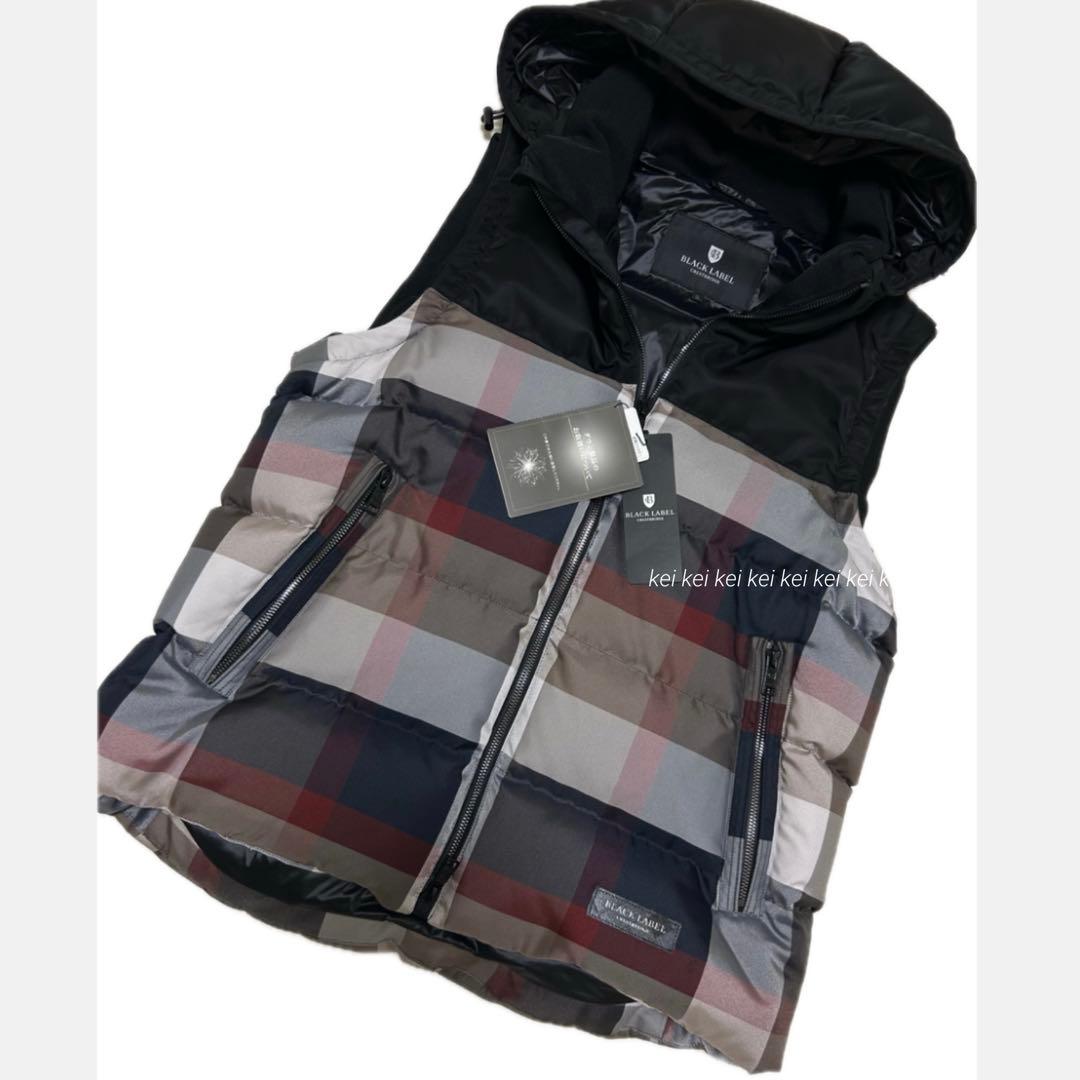 【新品】ブラックレーベル　クレストブリッジチェックコンビダウンベスト サイズLL
