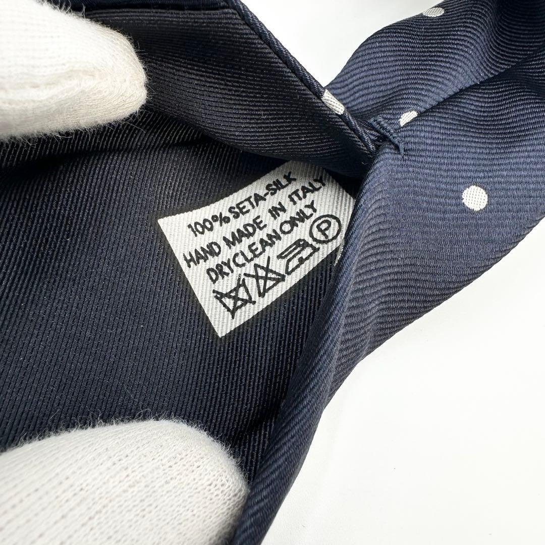 未使用品◎Loro Piana シルクネクタイ メンズ ビジネス ドット柄 紺