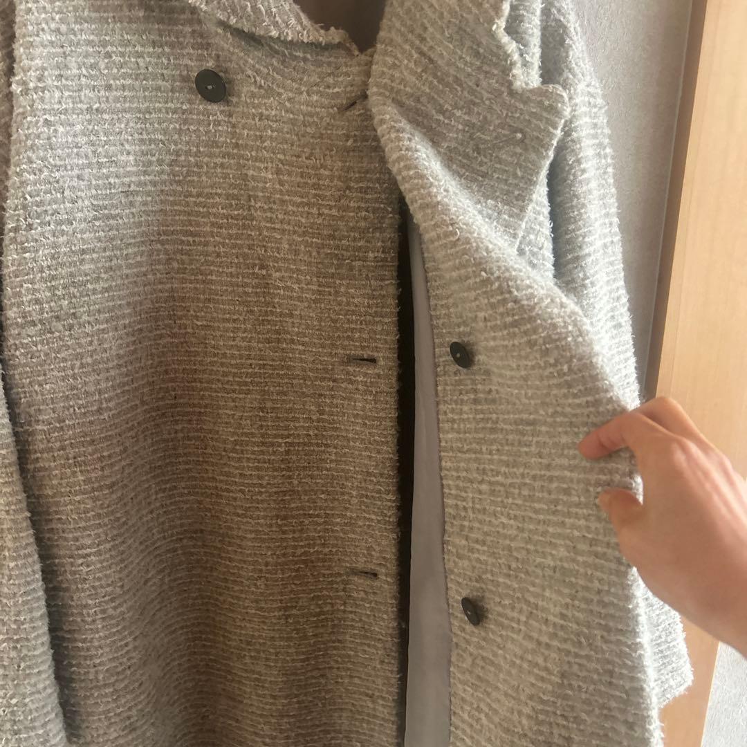 hopeヨーガンレール　ウールコットンミックスツイードコート　Mゆったりめ