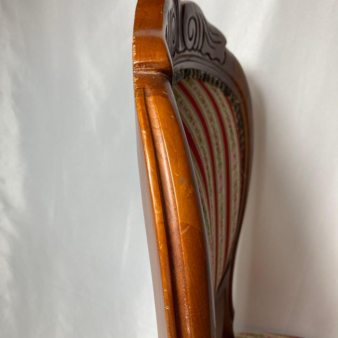 高級イタリア製❗️ダイニングチェア　ストライプ　アンティーク調　木製椅子