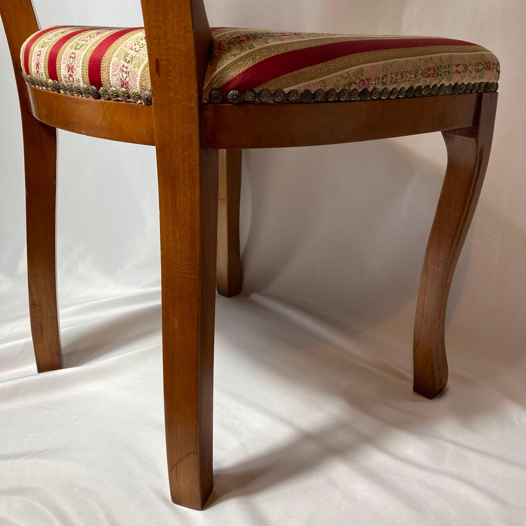 高級イタリア製❗️ダイニングチェア　ストライプ　アンティーク調　木製椅子