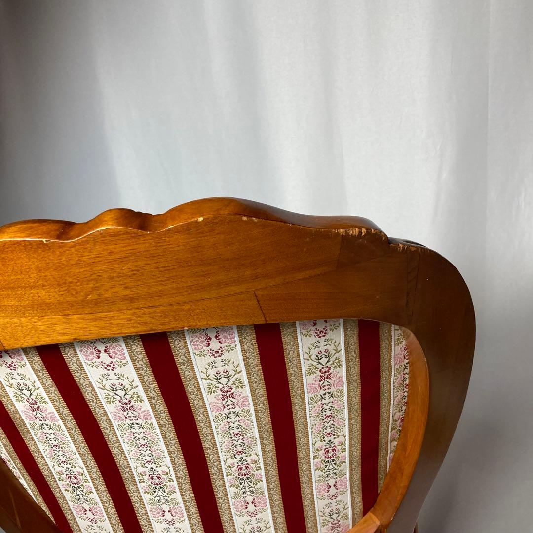 高級イタリア製❗️ダイニングチェア　ストライプ　アンティーク調　木製椅子