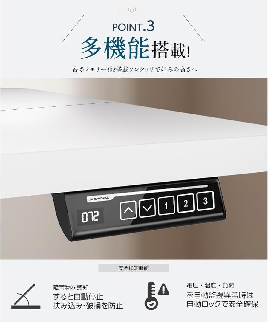 昇降デスク 電動 昇降式デスク 幅100cm 奥行60cm 上下昇降