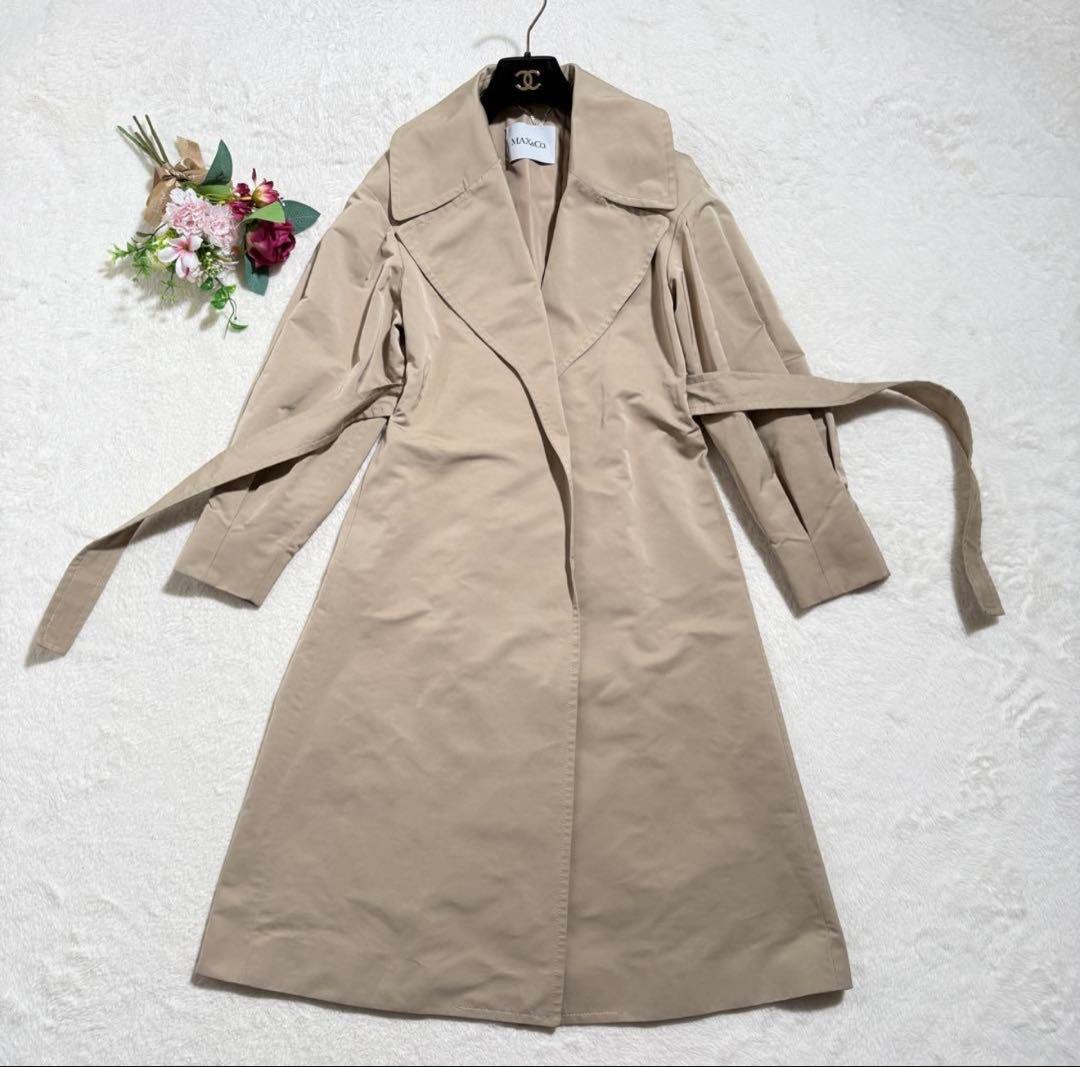 美品　マックスマーラ　トレンチコート　ベージュ　女優襟　ラップコート　近年