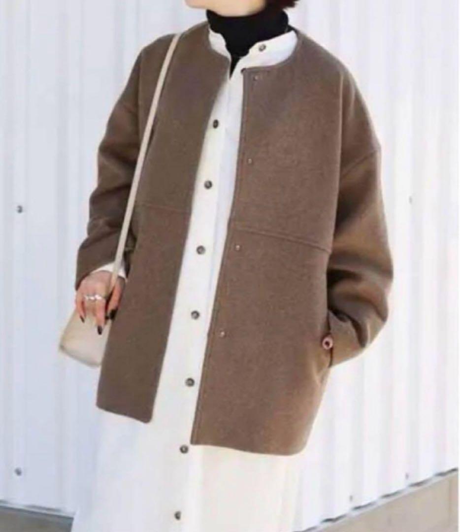 JOURNAL STANDARD スーパー140ビーバーノーカラーコート◆2