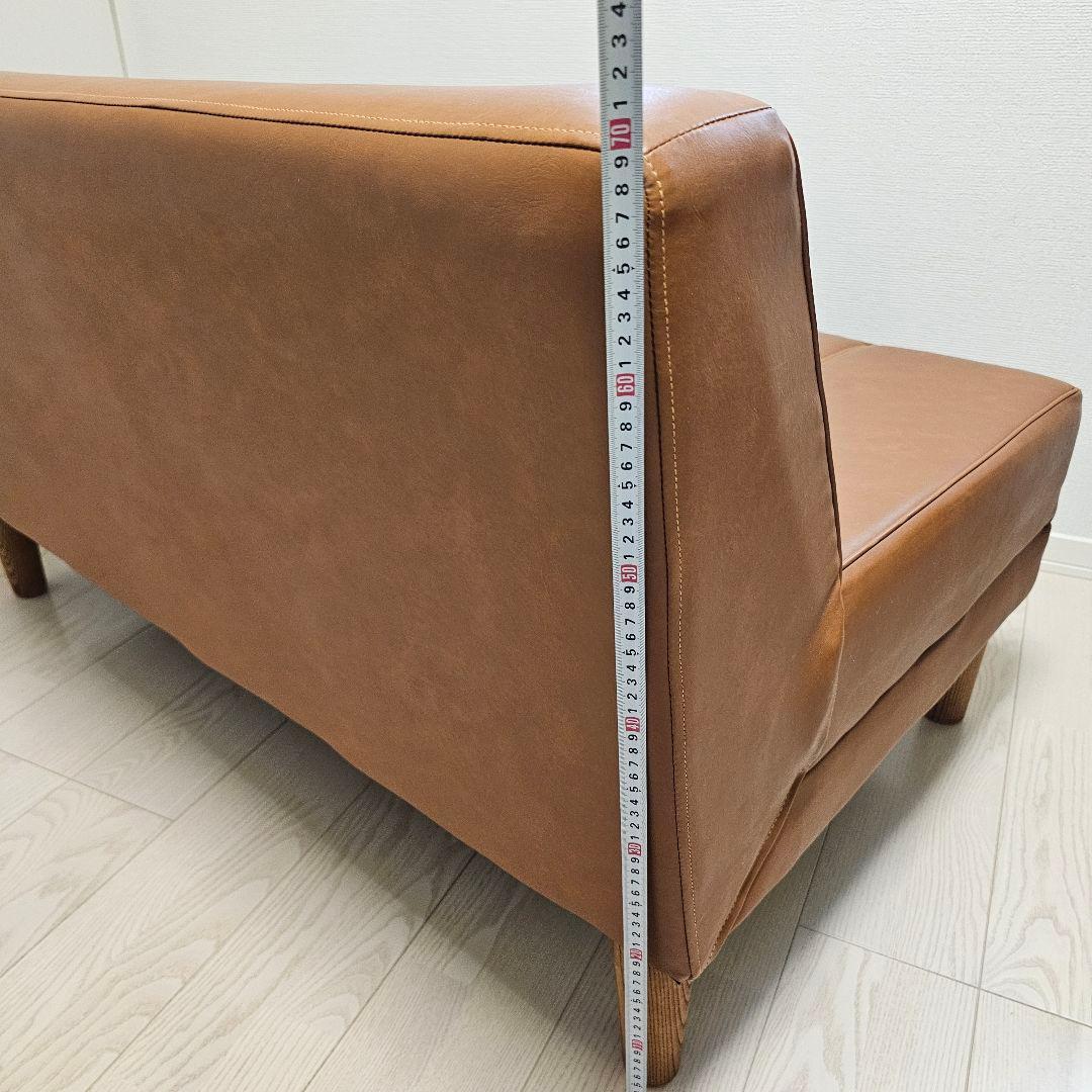 【送料込み】日本製 2人掛け ソファー 合皮 レザー調 ブラウン