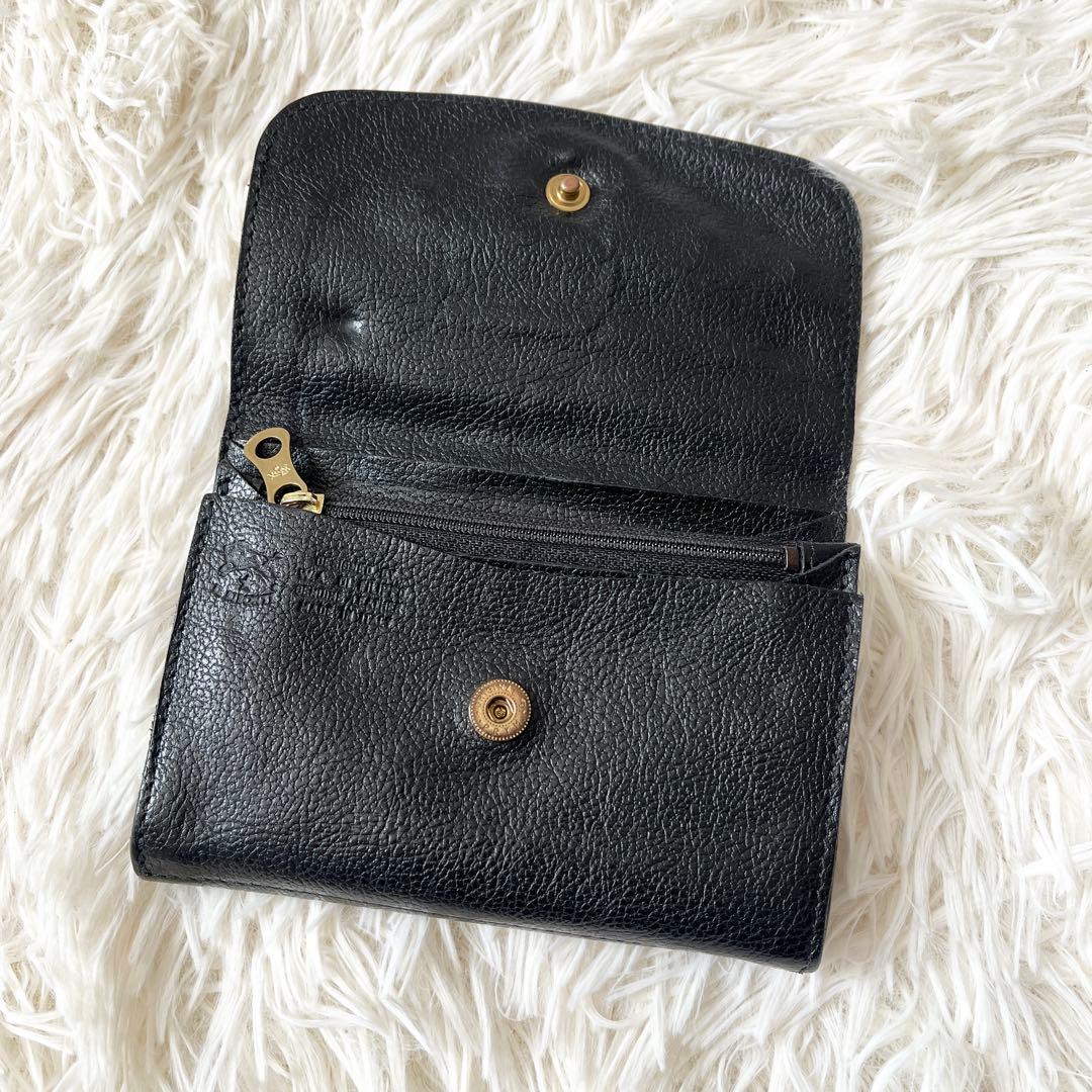 ⭐️美品⭐️　IL BISONTE　二つ折り財布　ワニーコレクション　ブラック