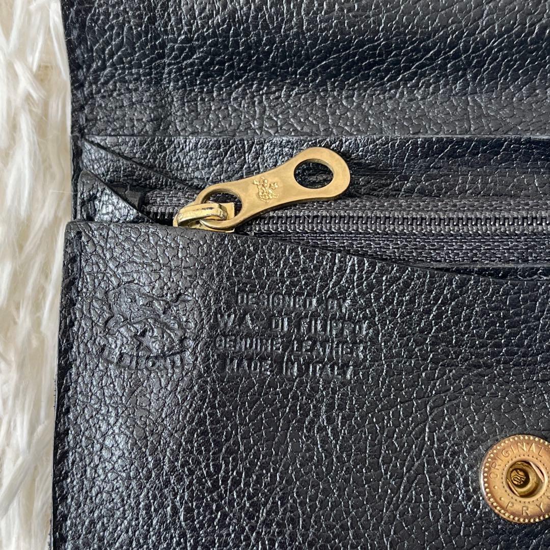 ⭐️美品⭐️　IL BISONTE　二つ折り財布　ワニーコレクション　ブラック