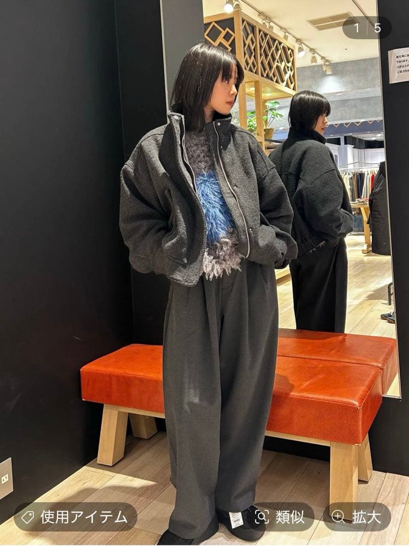 レプシィム　スライバーBIGブルゾン　モノトーンブラック