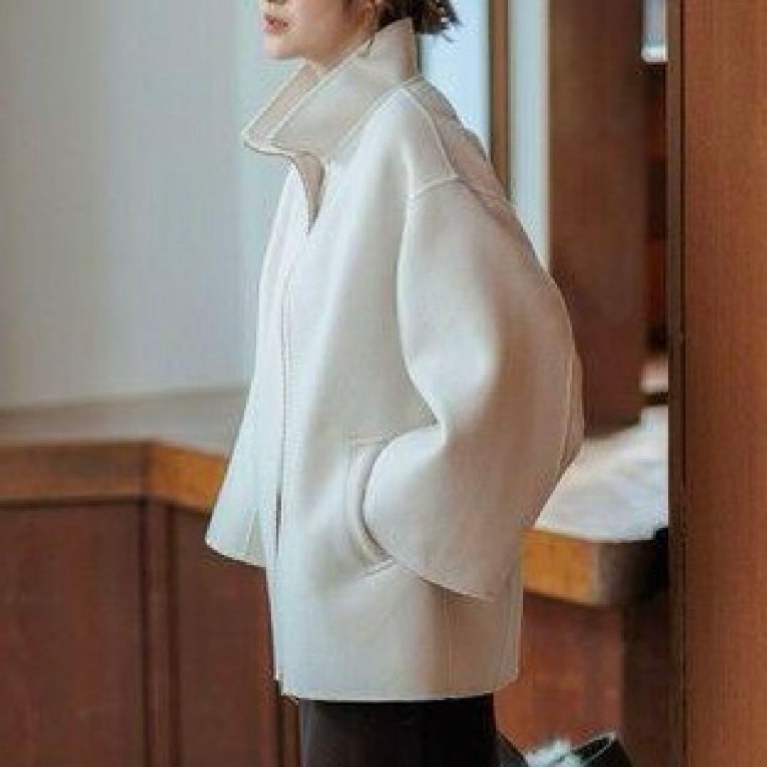 美品 希少 48サイズ 23区 ウールリバースタンドカラーコート 大きいサイズ