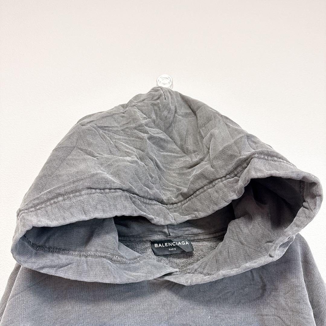 BALENCIAGA Parisプリント グレー 長袖　パーカー【S】バレンシア