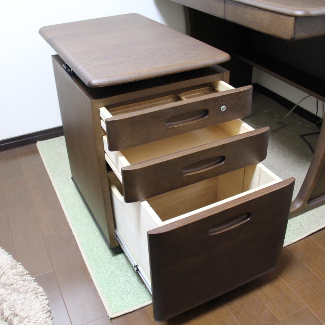 【美品】カリモク学習机（机・本棚＆ライト・椅子・ワゴン）4点セット①