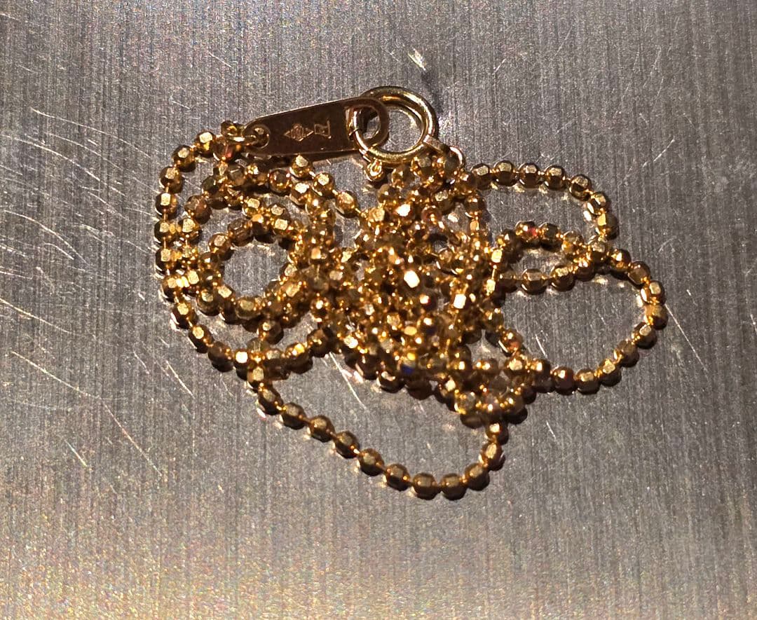 k18 750刻印 カットボールチェーン ネックレス アクセサリー
