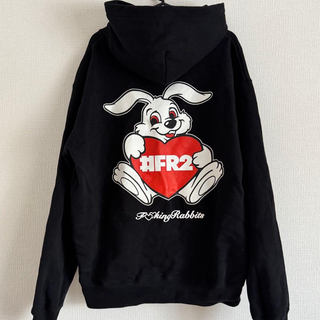 12月迄#FR2 ブラック Heart Rabbit Hoodie XL 未使用