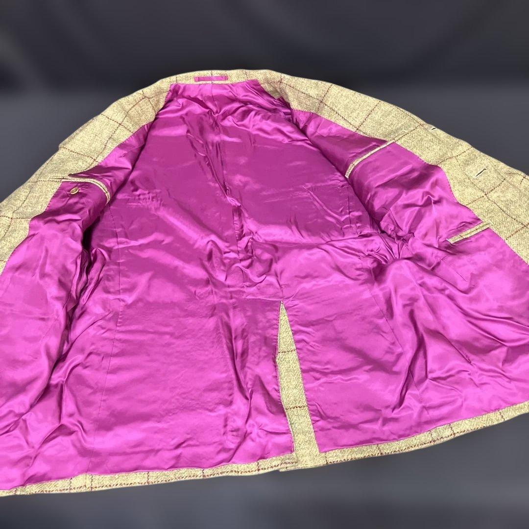 271-1 ラクアアンドシー チェック柄 ベージュスーツ サイズ52 (XL)